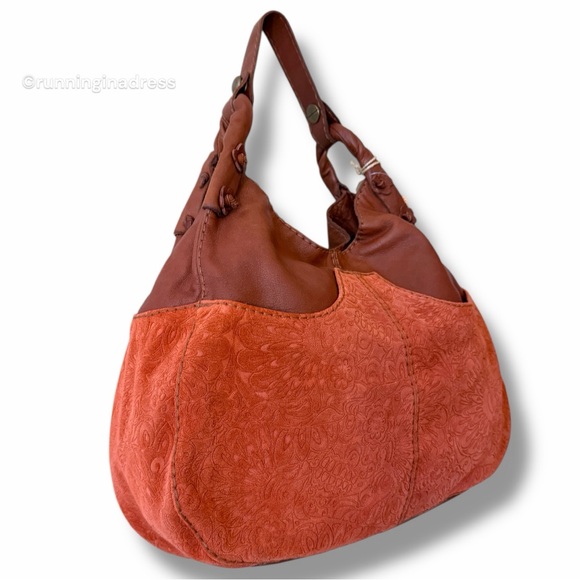 NWT Deadstock Lucky Brand Vintage Y2K Suede Leather Hobo Bag In Brown Rust RARE - Picture 3 of 15